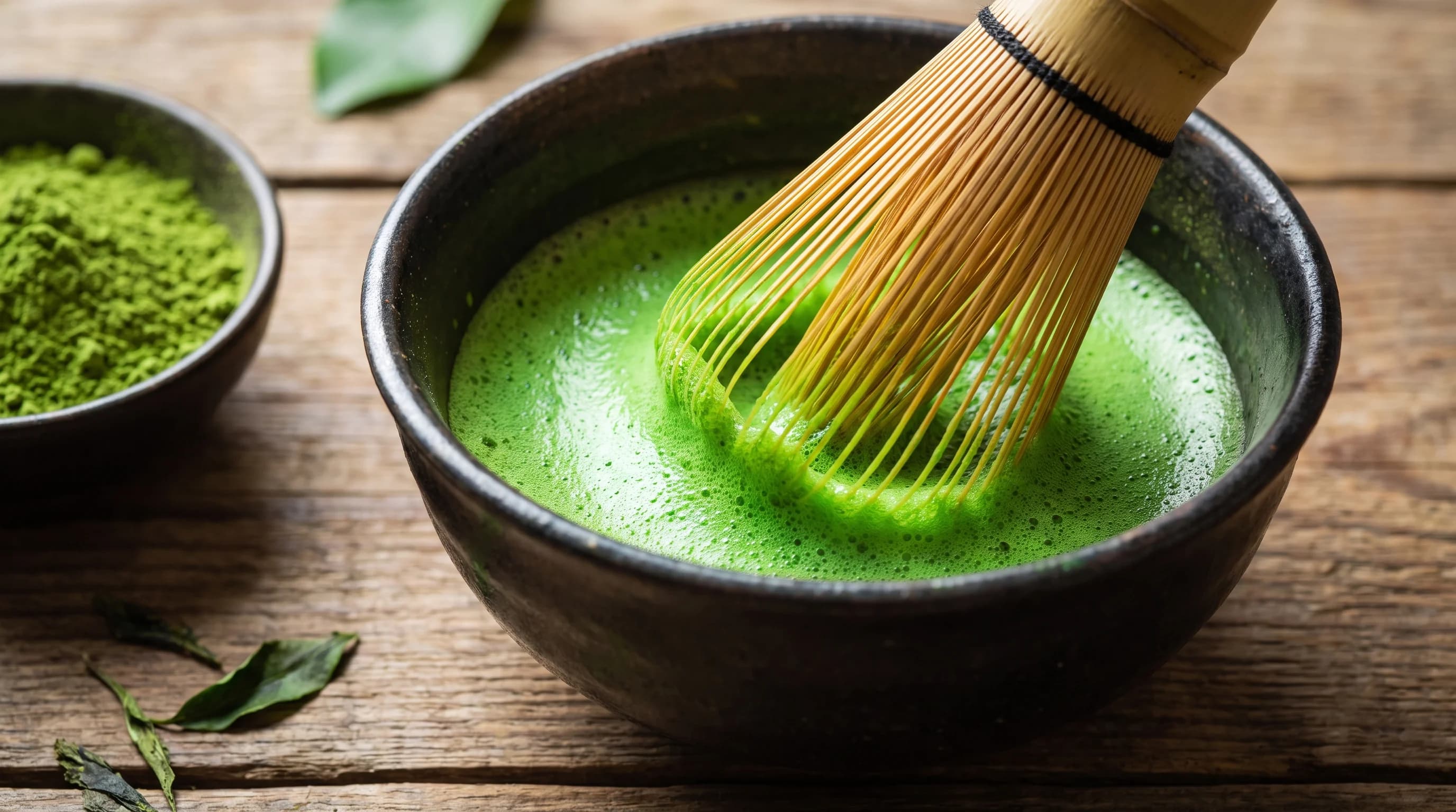 Ceremonial matcha being whisked to order